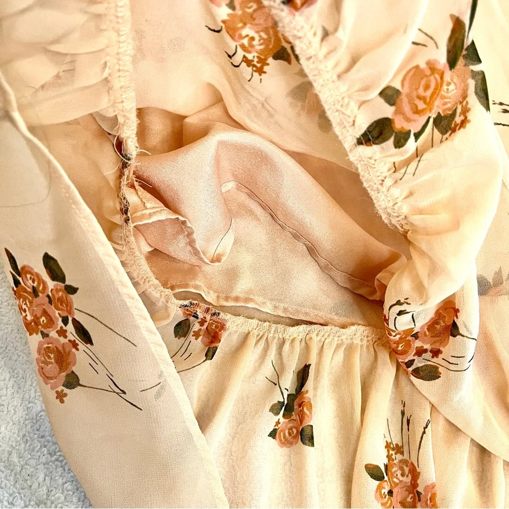 SOLD✖️LC Lauren Conrad Floral Chiffon Shirt Ruffles Spring Size XL - Picture 6 of 11